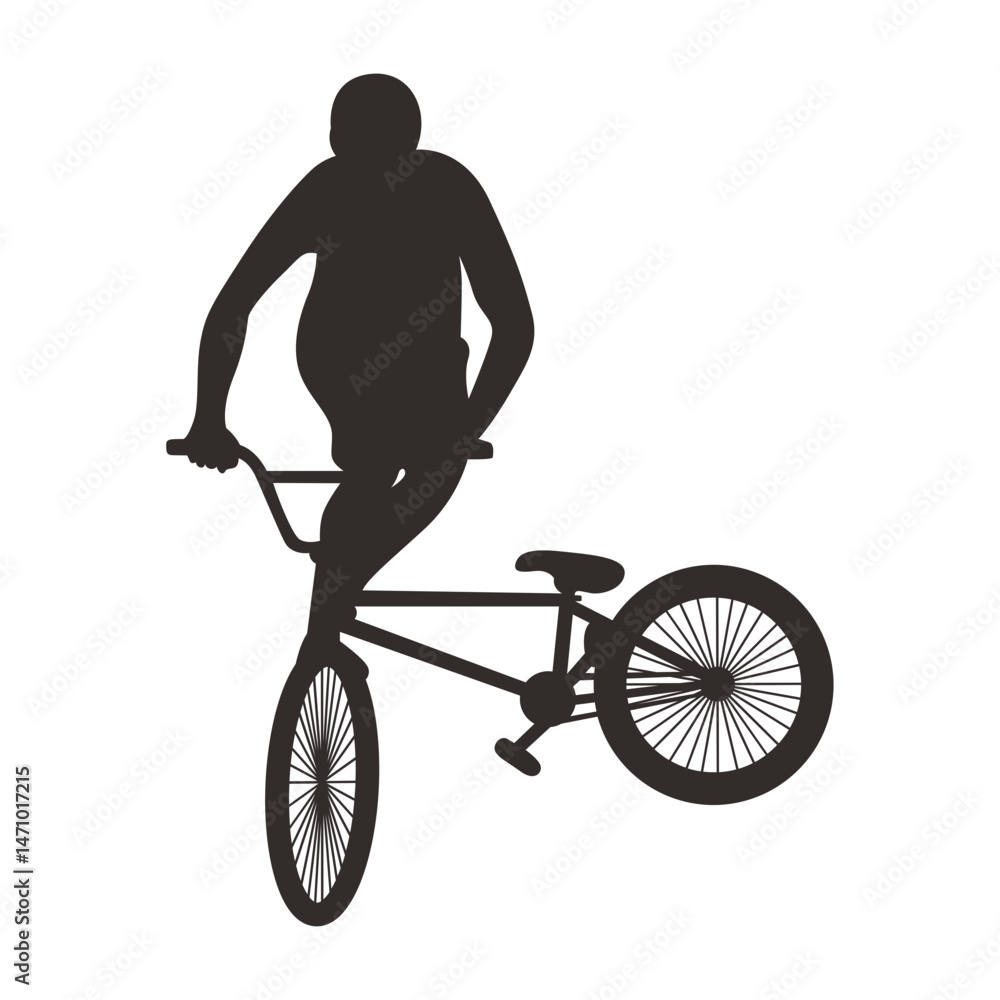 Obraz premium Silhouette of Freestyle Bmx Bike Player. Vector Illustration