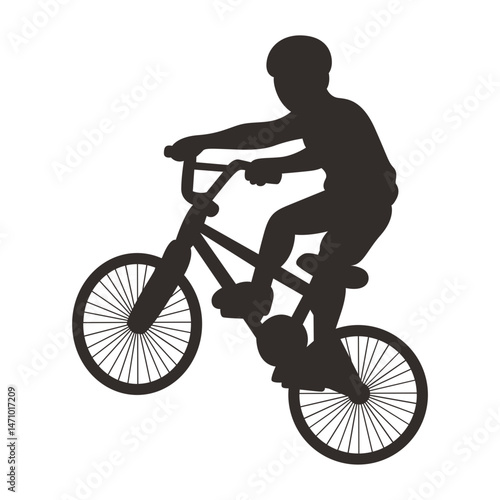 Silhouette of Freestyle Bmx Bike Player. Vector Illustration