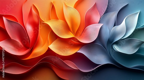 Elegant 3D stylized floral design blending vibrant colors and smooth embossed textures high resolution wallpaper