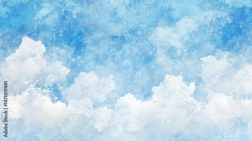 Obraz premium Stunning Watercolor Sky with Clouds - A Breathtaking Abstract Art blue background