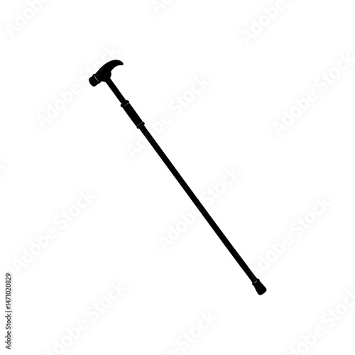 telescopic walking stick silhouette on white 
