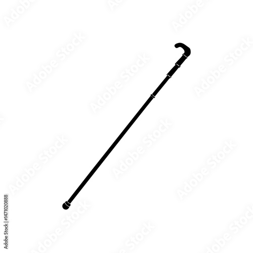 telescopic walking stick silhouette on white 