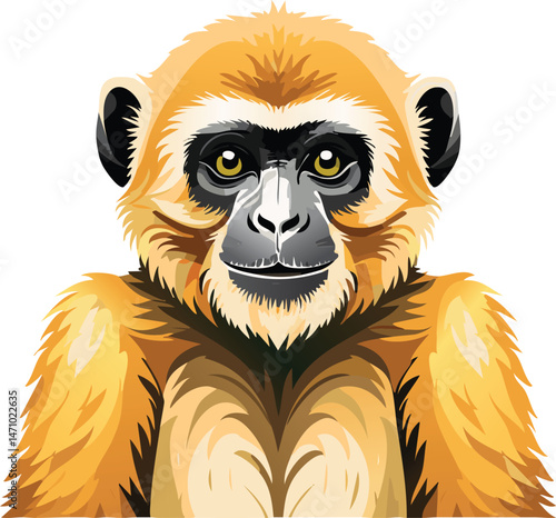 Gibbon isolated on a transparent or white background, vector illustration