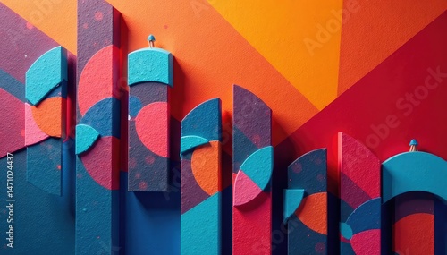 Geometric shapes repeating on surface, bold lines, clean, modern