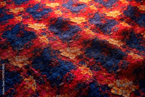 Intricate fabric textile with repeating design , decor, fashion, artistic