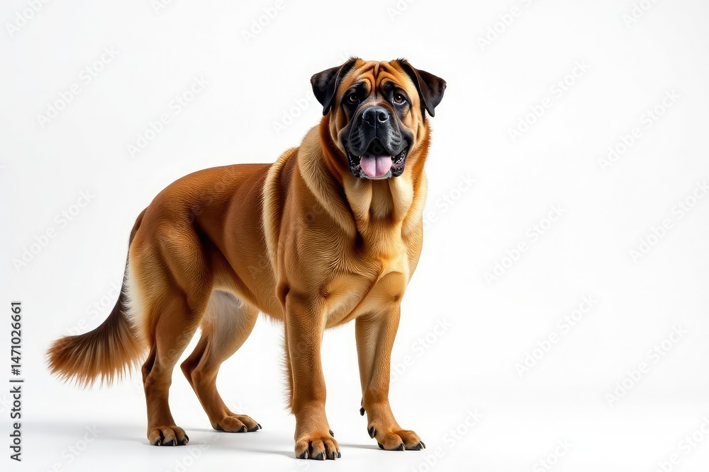 Majestic mastiff, powerful stance, white background, isolated dog, pet photography Majestic mastiff, powerful stance, white background, isolated dog, pet photography