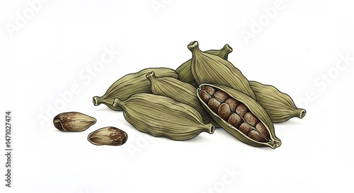 Cardamom pods illustration