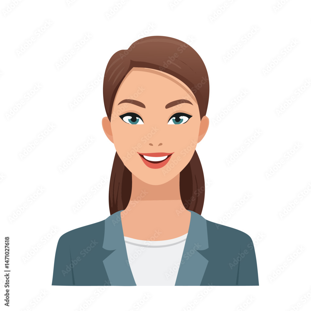 Flat Vector. Portrait of only one Woman. Simple Background. Flat Vector. Portrait of only one Woman. Simple Background.