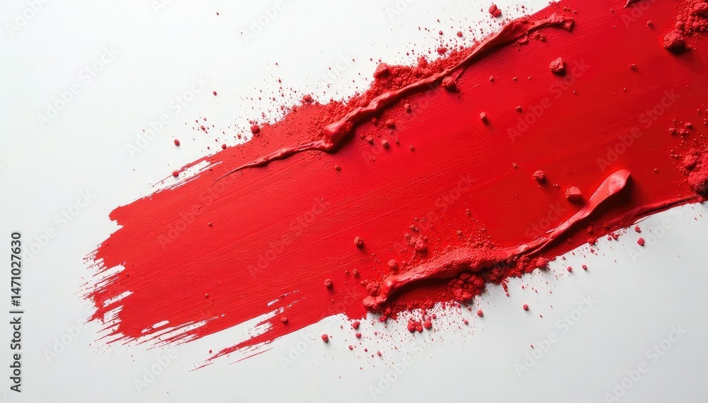 Striking red paint stroke against white canvas, movement, splash, illustration Striking red paint stroke against white canvas, movement, splash, illustration