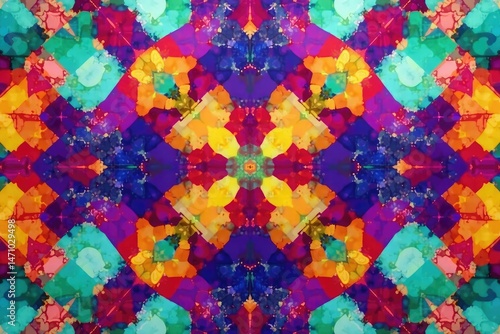 Abstract colorful geometric shapes forming a repeating design , fabric, structure