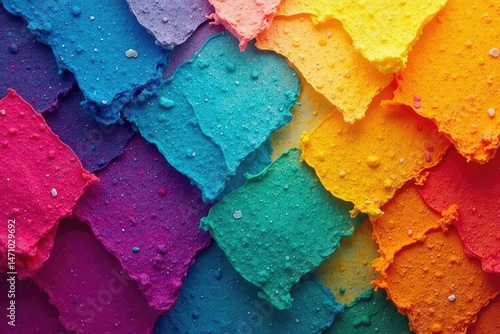 Abstract geometric shapes, vibrant colors and textures, artwork, asymmetry, digital