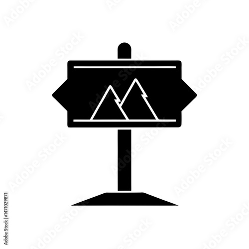 trailhead information board silhouette on white 