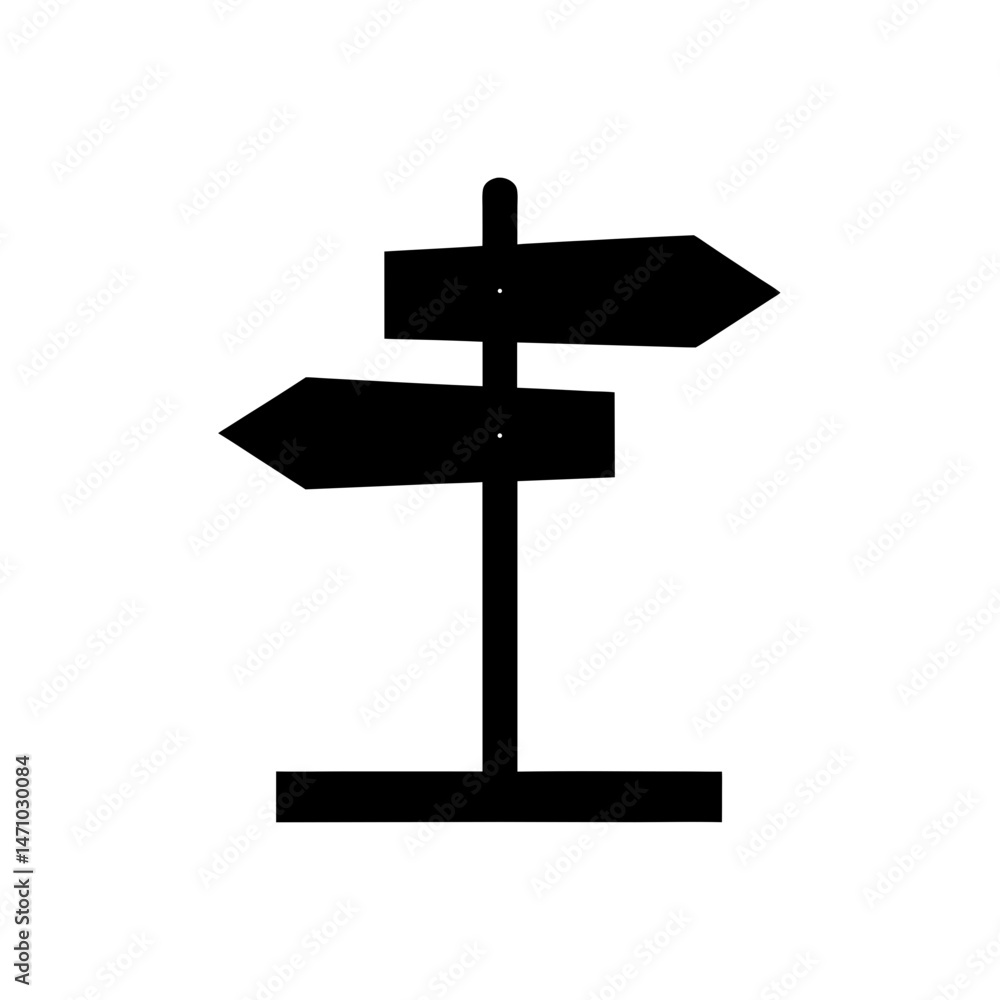 trailhead post with arrows silhouette on white trailhead post with arrows silhouette on white