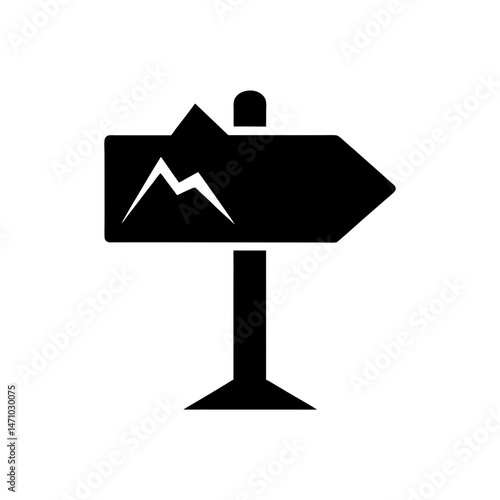 trailhead sign silhouette on white background 