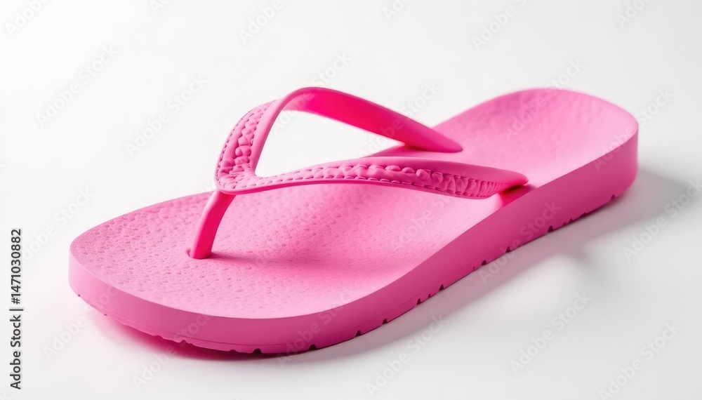 Close-up of a pink flip-flop on a pure white backdrop , design, flip-flop, single Close-up of a pink flip-flop on a pure white backdrop , design, flip-flop, single