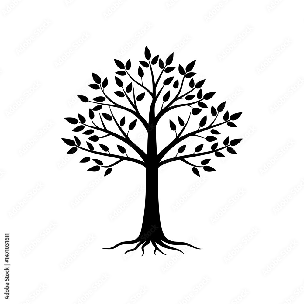 Obraz premium tree sapling in forest silhouette on white 