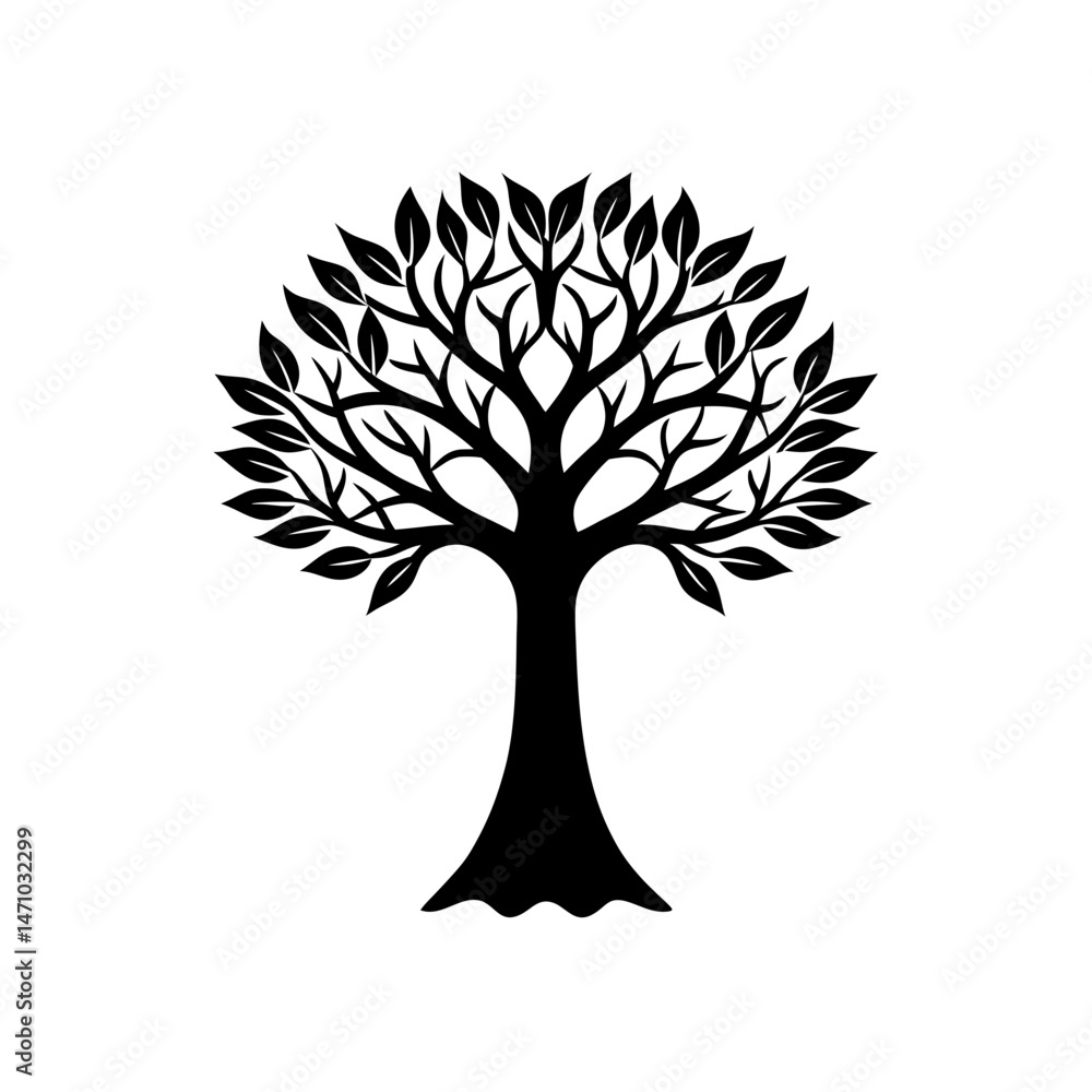 Obraz premium tree with carved heart silhouette on white 