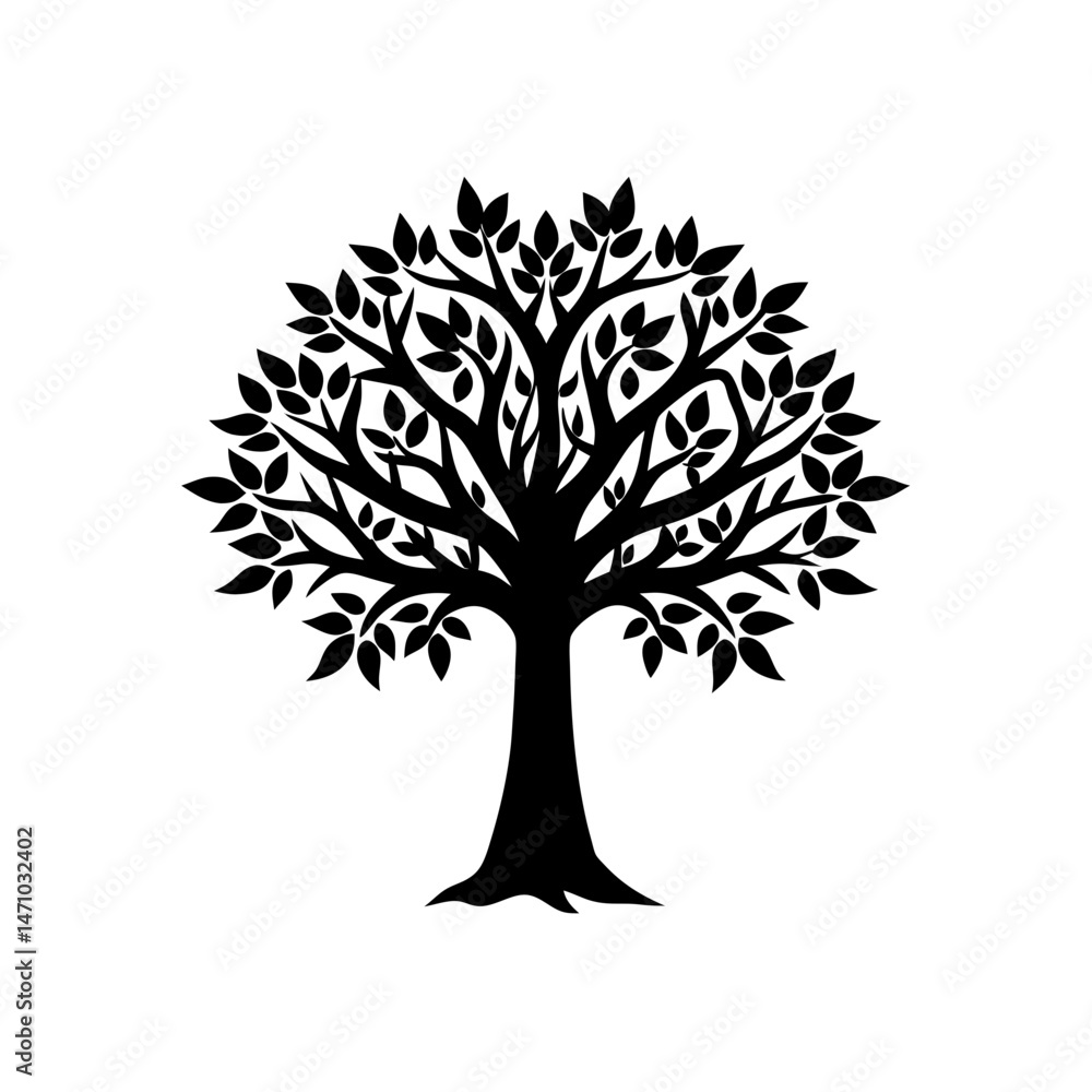 Obraz premium tree with carved initials silhouette on white 