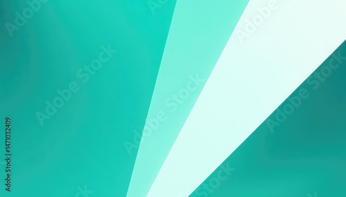 Geometric abstract wallpaper with bold teal and white triangles , bright, lines, trendy