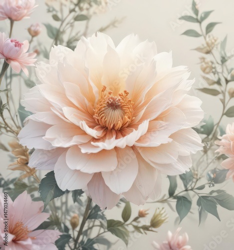 Intricate watercolor flower details, soft hues, artistic style , plant, nature, painting