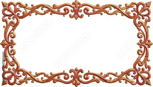 Intricate Roman-style border element on bright white, decoration, sophisticated, ornament