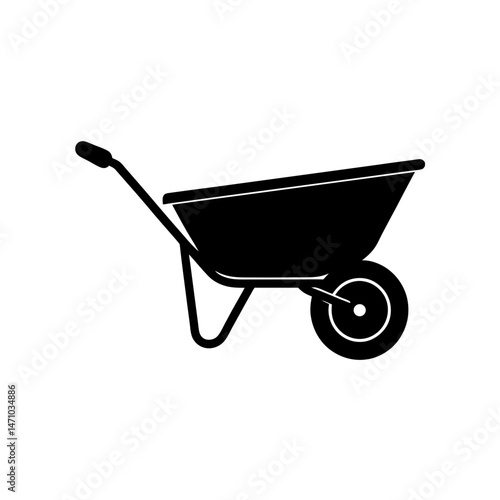 wheelbarrow silhouette on white background 