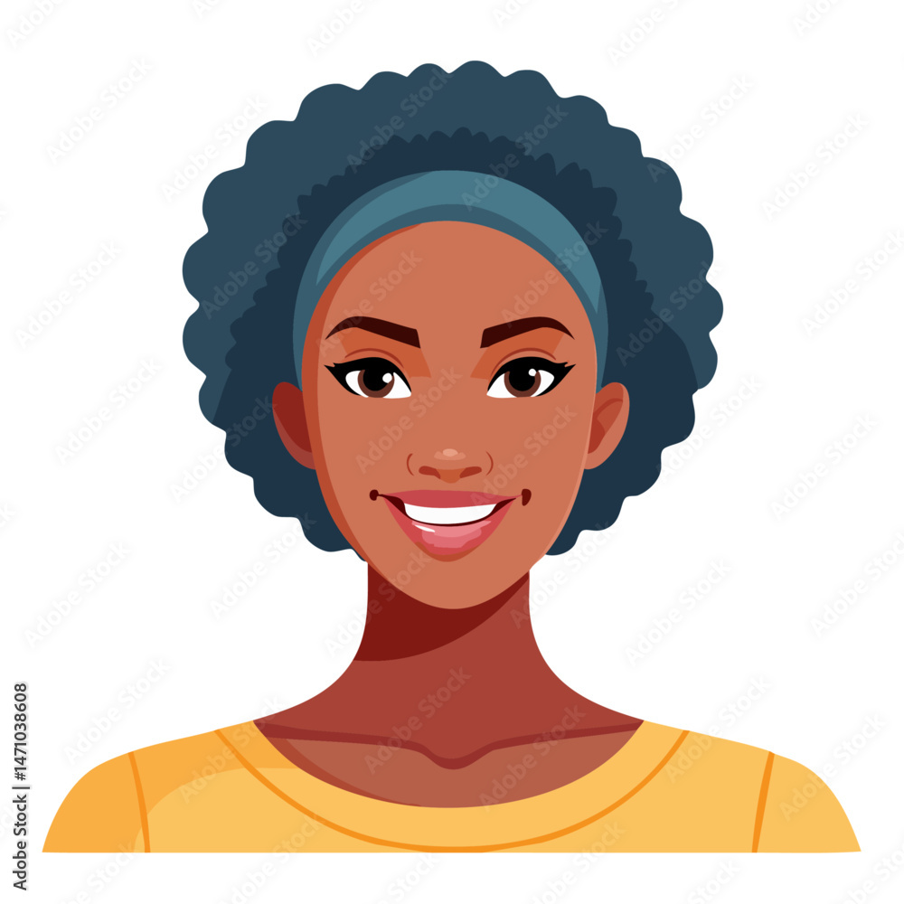 Flat Vector. Portrait of only one Woman. Simple Background. Flat Vector. Portrait of only one Woman. Simple Background.