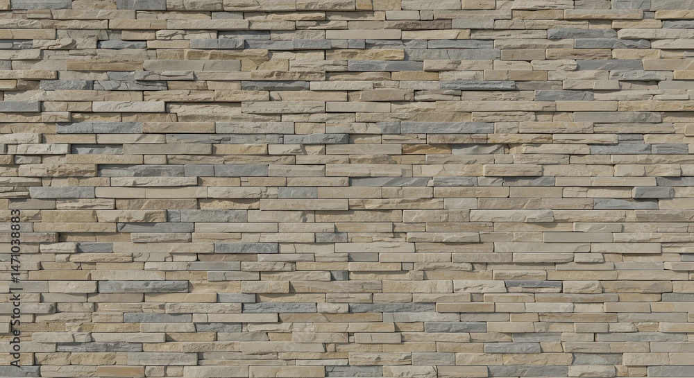 Obraz premium Stone Wall Texture with Thin Rectangular Blocks Neutral Colors