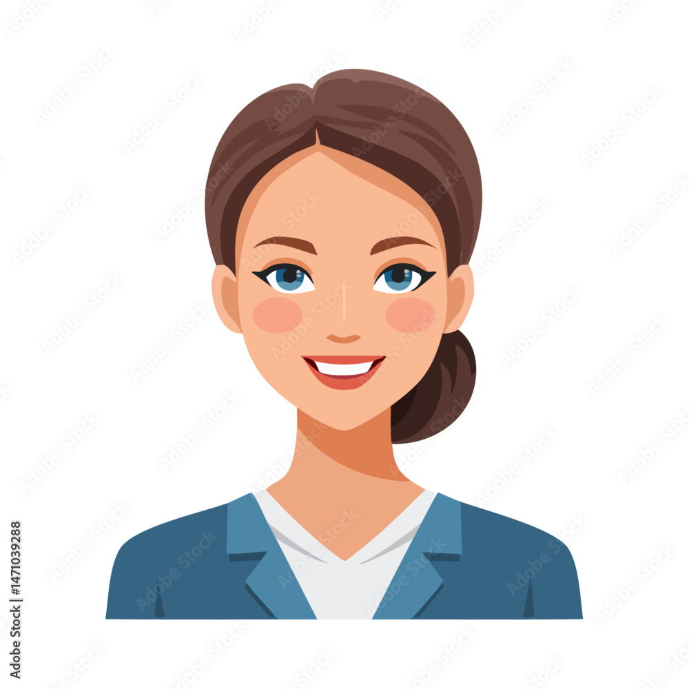 Flat Vector. Portrait of only one Woman. Simple Background. Flat Vector. Portrait of only one Woman. Simple Background.