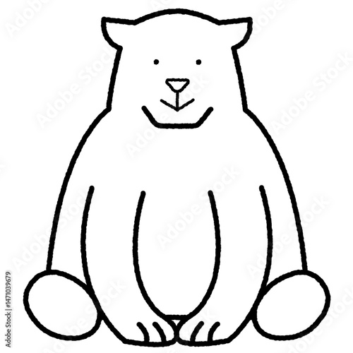 座っているシロクマのゆるいイラスト