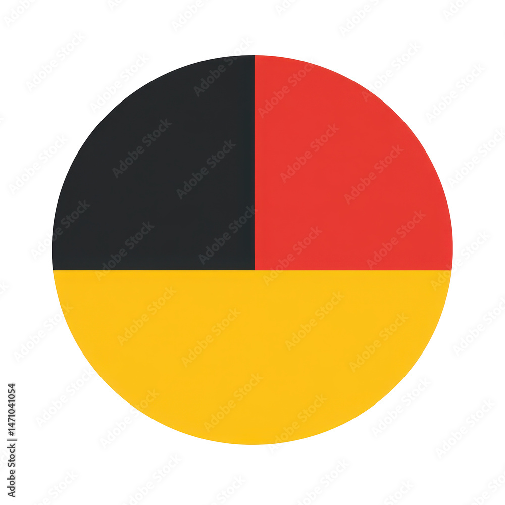 Fototapeta premium Abstract tricolor disc: A geometric composition of black, red, and golden hues