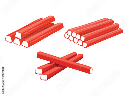 vector illustration of a Crab Sticks (Imitation Crab Meat, Often Deep-Fried)