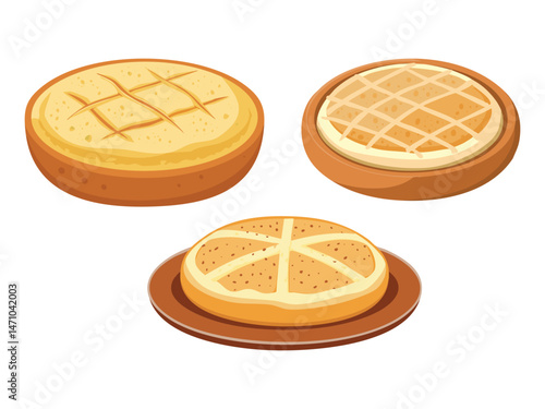 vector illustration of a Damper (Traditional Soda Bread Made by Early Settlers)