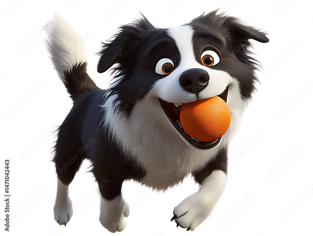 Obraz premium border collie with a ball in its mouth and excited expression, ready to play. Transparent background.