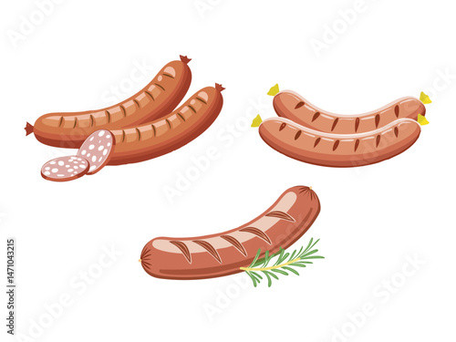 vector illustration of a Pork and Fennel Sausages (Popular at Barbecues)