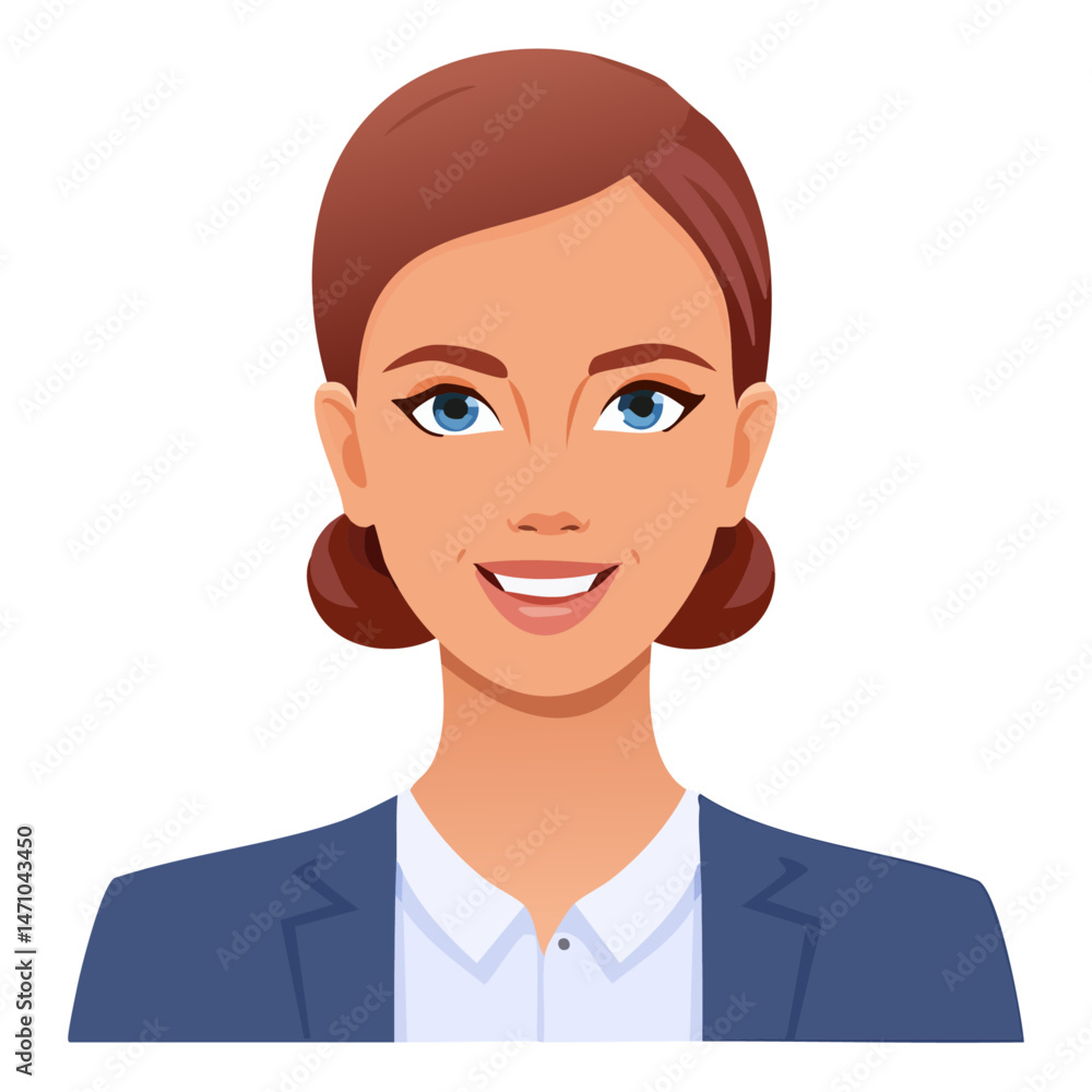 Flat Vector. Portrait of only one Woman. Simple Background. Flat Vector. Portrait of only one Woman. Simple Background.