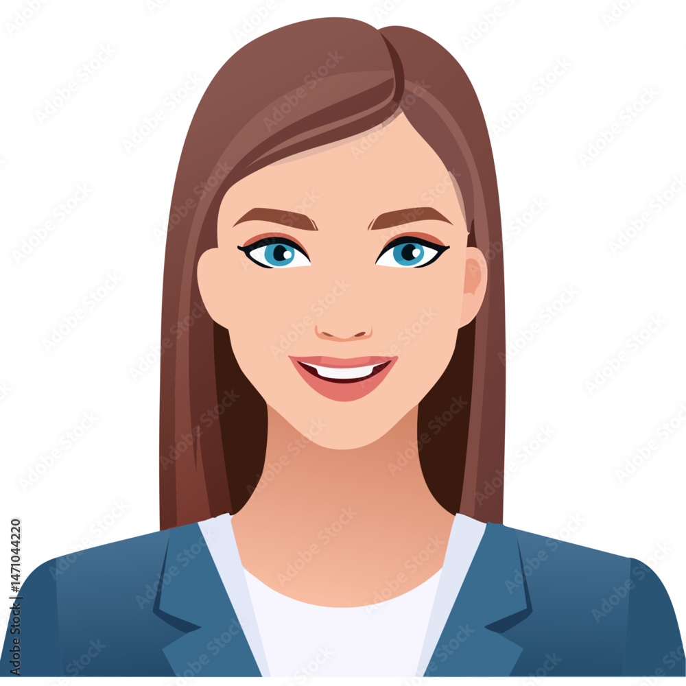Flat Vector. Portrait of only one Woman. Simple Background. Flat Vector. Portrait of only one Woman. Simple Background.