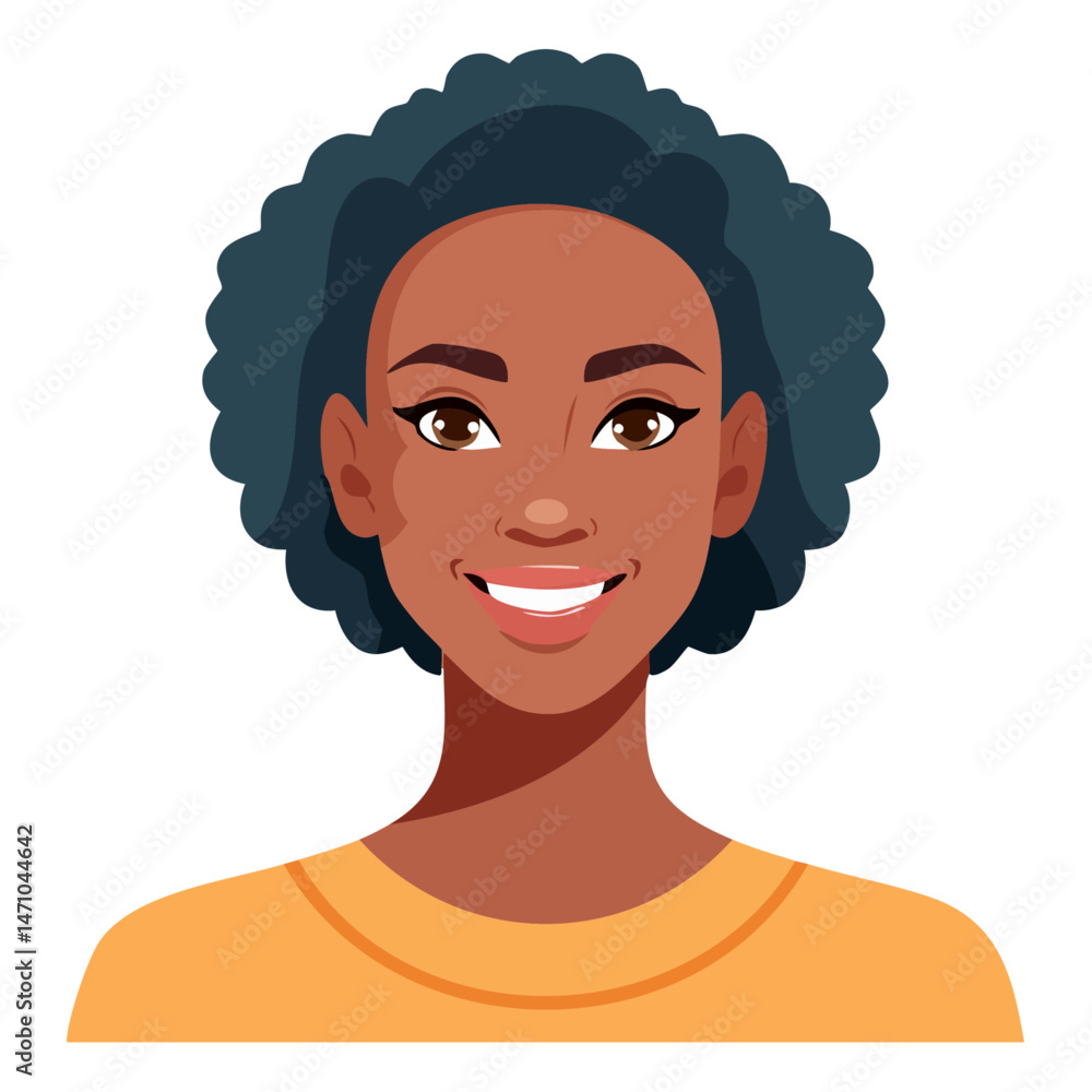 Flat Vector. Portrait of only one Woman. Simple Background. Flat Vector. Portrait of only one Woman. Simple Background.