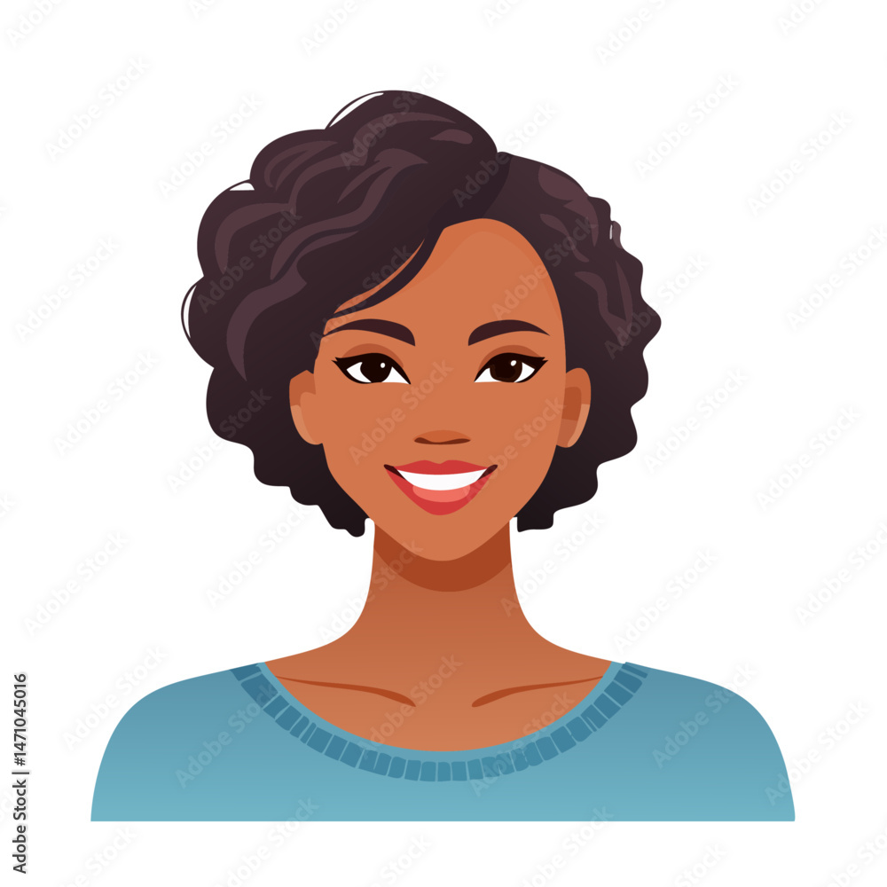 Flat Vector. Portrait of only one Woman. Simple Background. Flat Vector. Portrait of only one Woman. Simple Background.