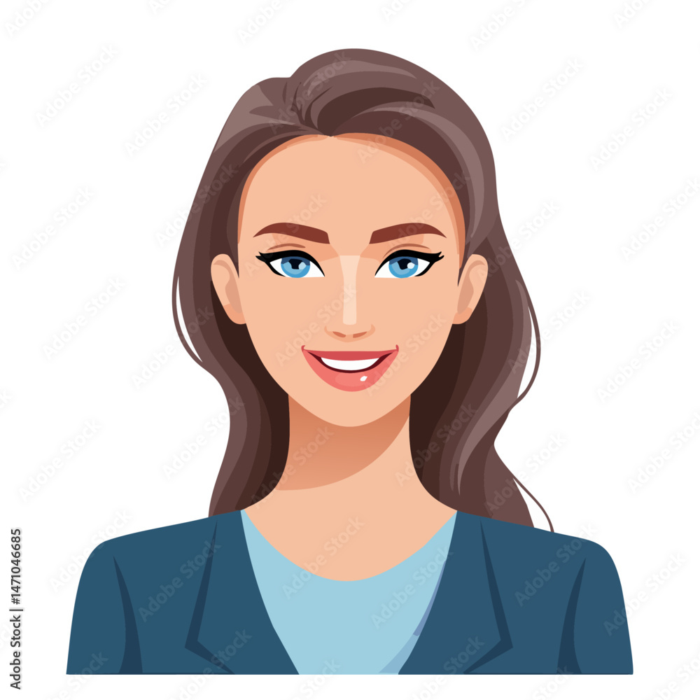 Flat Vector. Portrait of only one Woman. Simple Background. Flat Vector. Portrait of only one Woman. Simple Background.