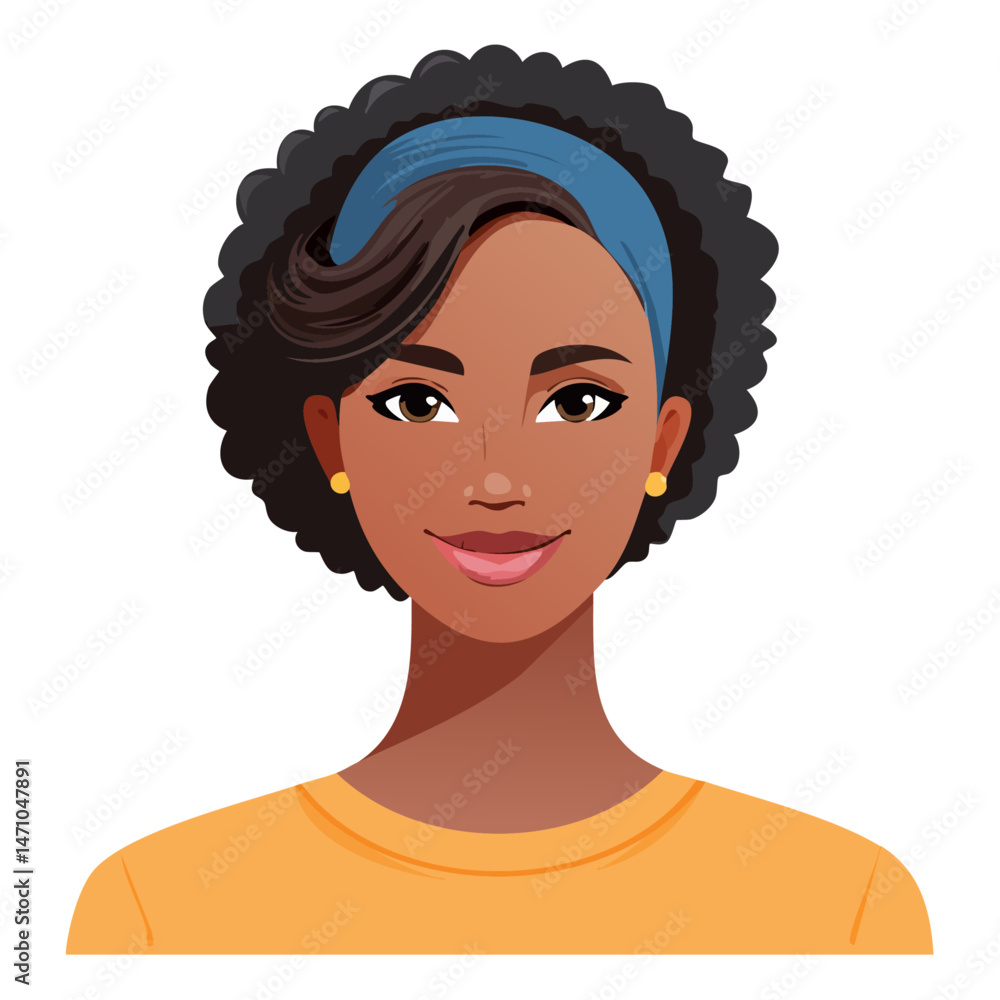 Flat Vector. Portrait of only one Woman. Simple Background. Flat Vector. Portrait of only one Woman. Simple Background.