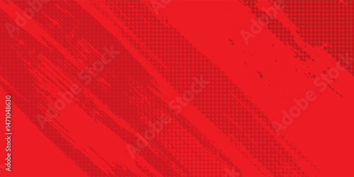 Dark red tech minimal background with abstract stripes and dots. Vector illustration