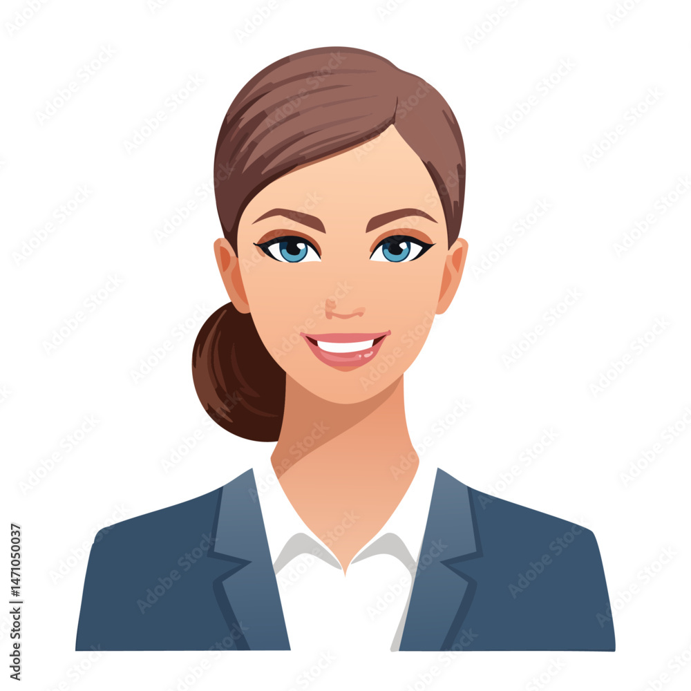 Flat Vector. Portrait of only one Woman. Simple Background. Flat Vector. Portrait of only one Woman. Simple Background.