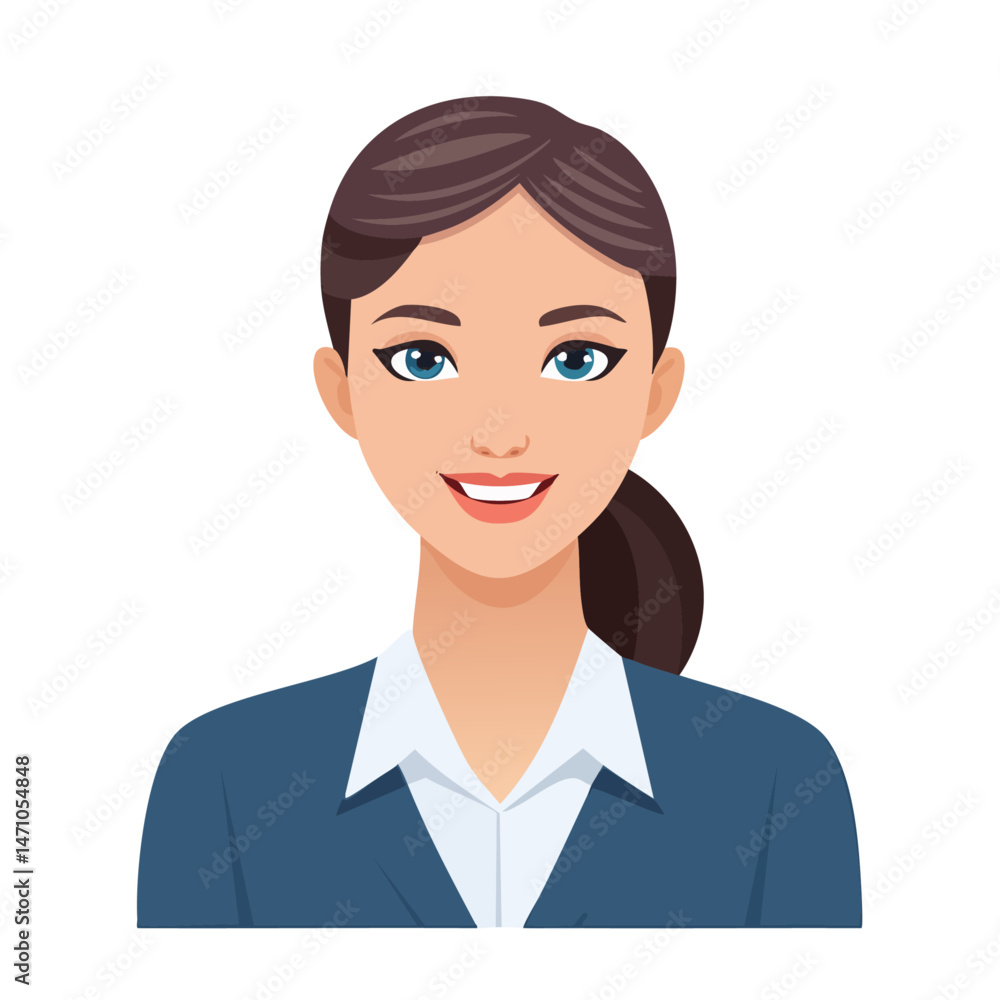 Flat Vector. Portrait of only one Woman. Simple Background. Flat Vector. Portrait of only one Woman. Simple Background.