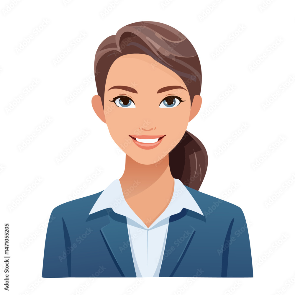 Flat Vector. Portrait of only one Woman. Simple Background. Flat Vector. Portrait of only one Woman. Simple Background.