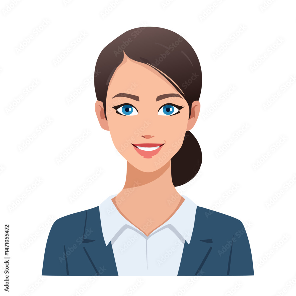 Flat Vector. Portrait of only one Woman. Simple Background. Flat Vector. Portrait of only one Woman. Simple Background.