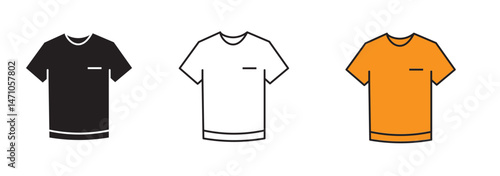 T shirt vector icon set . plain T-shirts in both outline and filled styles. Perfect for fashion, clothing, and apparel branding designs.  