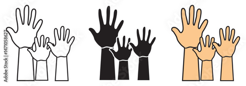 raised hands icon sign vector logo for web ui . 