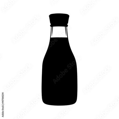 Soy sauce bottle silhouette icon vector flat design on white background.