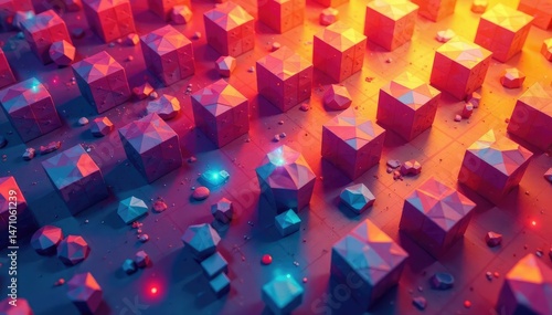 Abstract geometric shapes repeating on a surface, backdrop, structure, geometry